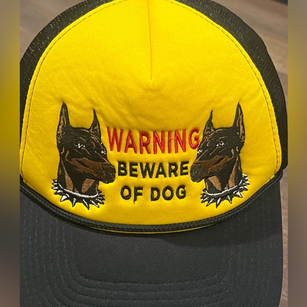 Field grade beware of dog hat yellow and black one size